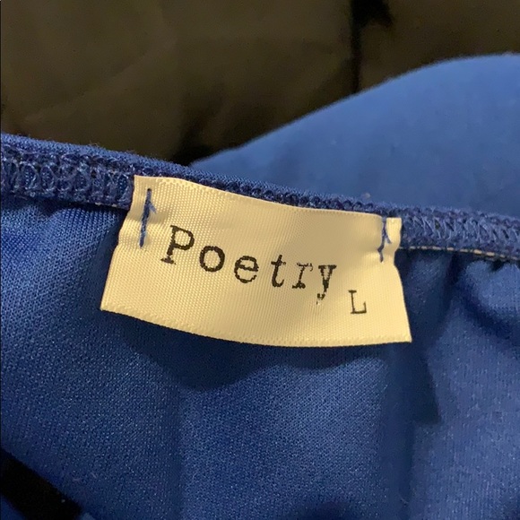 Blue and Black Poetry Cut Out High Low Dress - Picture 4 of 4